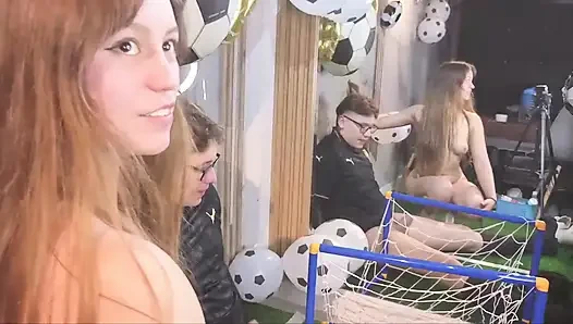 Sweaty amateur sex: My stepbrother fucks me after playing football.