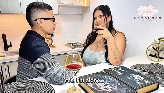 Nerdy guy convinces his beautiful classmate to have sex - Savannah Watson