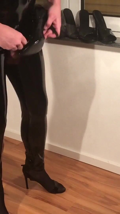 Must-see moment from "Latex Dress, PVC Coat and High Heels Masturbation"
