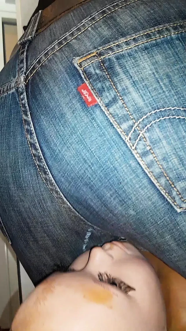 FaceSitting on dummy-doll in jeans