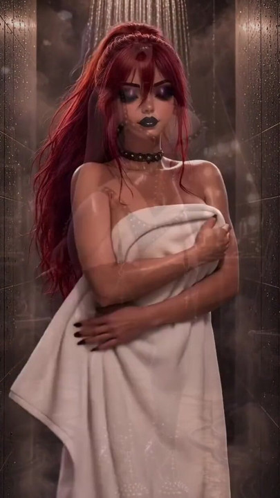 AI generated anime red hair goth emo punk girl smoking fetish tease striping dirty talk JOI POV | Clip 2