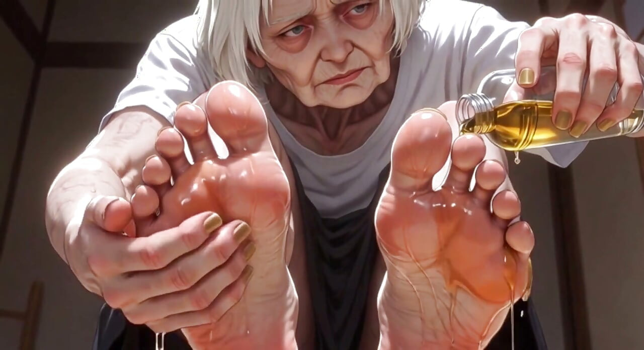 87 Year Old Granny Sensual Foot Oil Massage - Gorgeous Feet & Nails