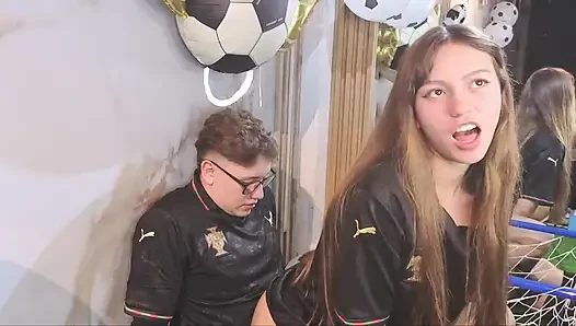 Sweaty amateur sex: My stepbrother fucks me after playing football.