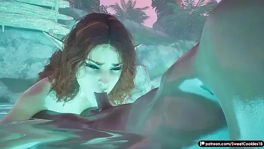 Elf Girl Sucks Cock, Gets Licked and Fucked Hard with Cum on Face & Body