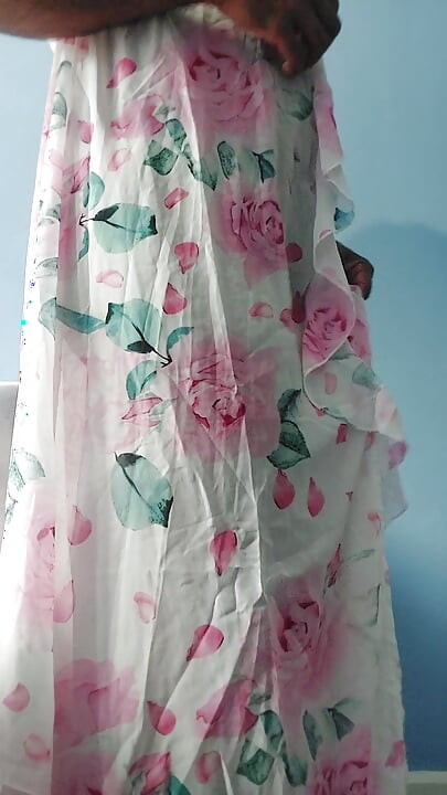 I'm masterbating wearing Split Roses Chiffon Seethrough Silk Frock