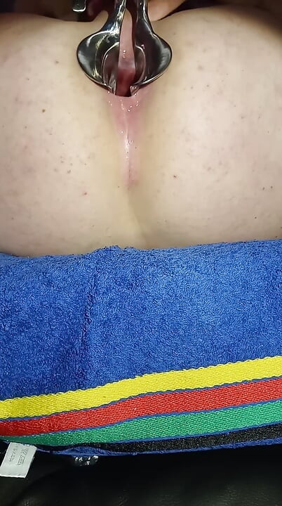Speculum in the ass and foreign sperm inserted