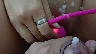 Trying out our new Lush Lovense. She cums very hard!