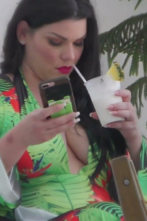 Busty BBW Angelina Castro Beach Buddy BJ!