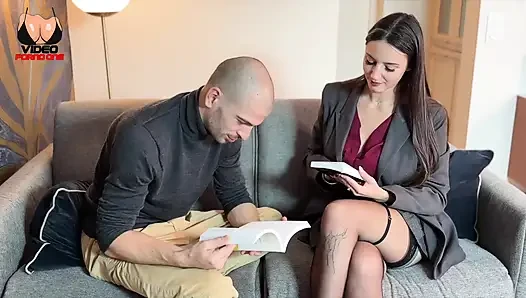 A Beautiful Wild Brunette Comes to Swallow Her Dose of Cum!