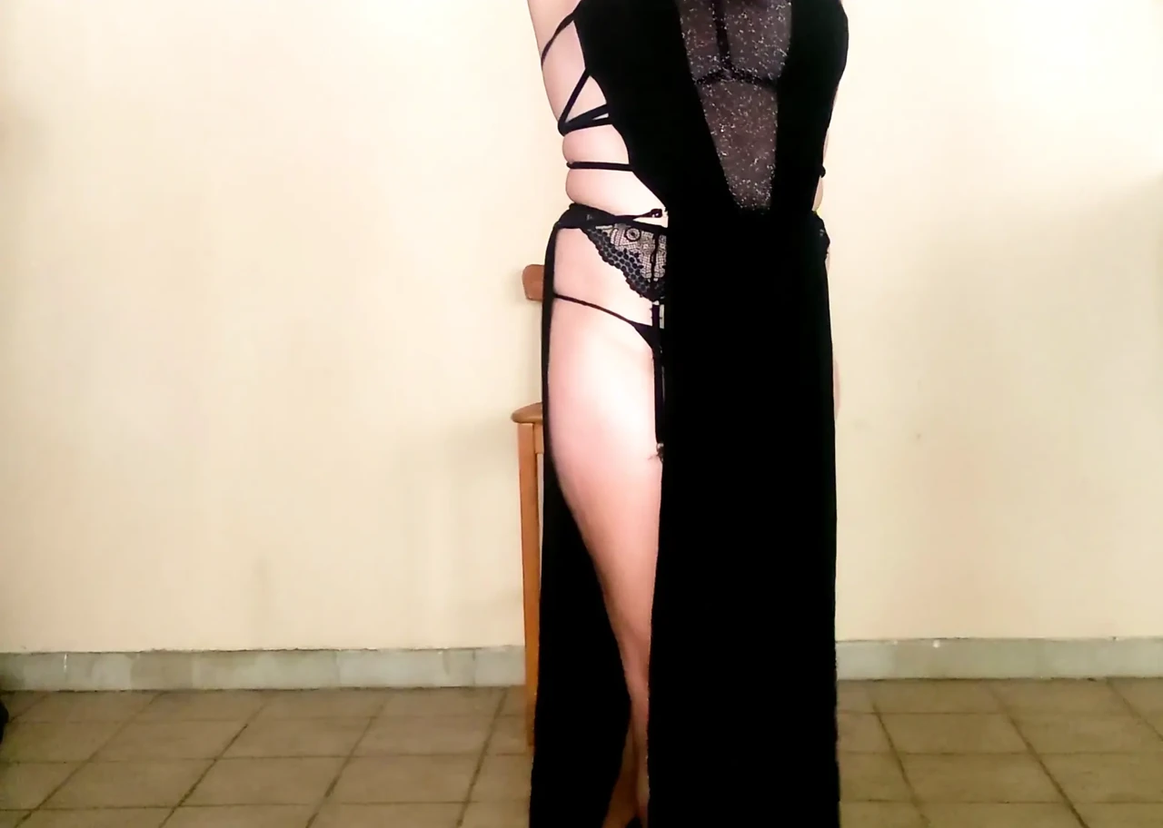 Striptease Mask Cat Dress Slit And I Touch Myself At The End