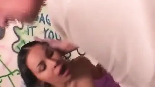 Brunette Babe Sucks and Fucks in Graffiti Den