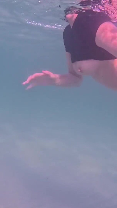 Amateur long legs perfect body girl's relaxing underwater swimming ASMR POV | Clip 2