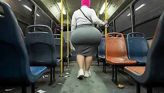 "Masked Secretary BBW Gets Ass Pressed on Crowded Public Bus"