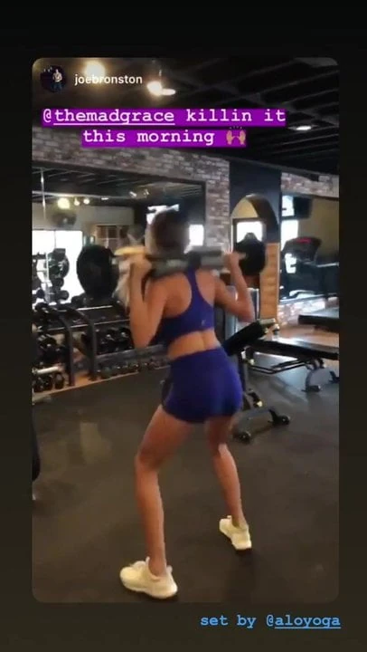 Madison Grace Reed doing jumping squats to tone her hot body
