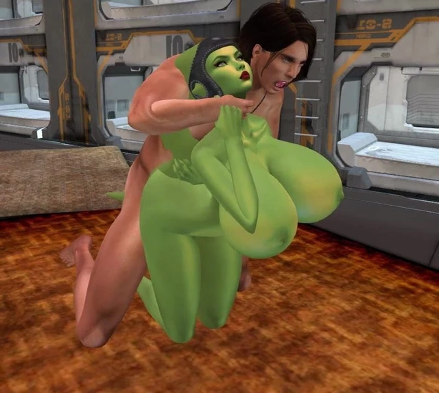 Busty green Twi'lek taking it roughly from behind