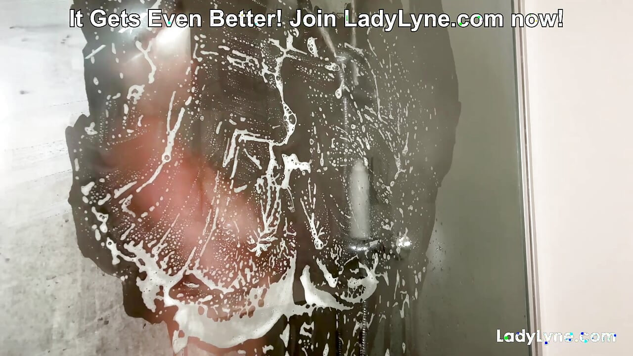 Wish you Were here! LadyLyne Pressing Titties against the Glass in the Shower