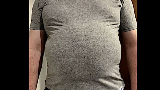 Big Construction Worker Belly in Tight Shirt