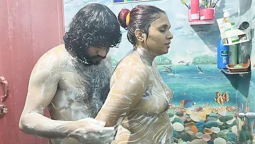 Bath romance with hand job ans penis rub on ass