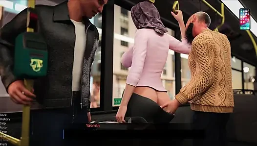 Yasmin wird von einer gruppe von fremden im öffentlichen bus-sex gefickt