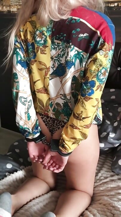 In Handcuffs with a Red Plug in the Ass - Kissing and Fucking a Helpless Bitch