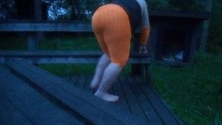 ANOTHER THICK ASS LEGG STRIPTEASE OUTDOORS DURING WORKOUT