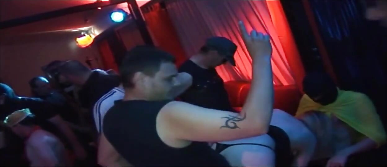 Blonde Babe Gangbanged by Horny Crowd in Wild Club Orgy