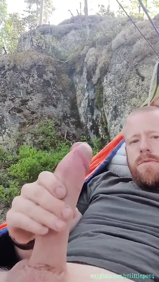 Stroking a beautiful cock in the beautiful outdoor