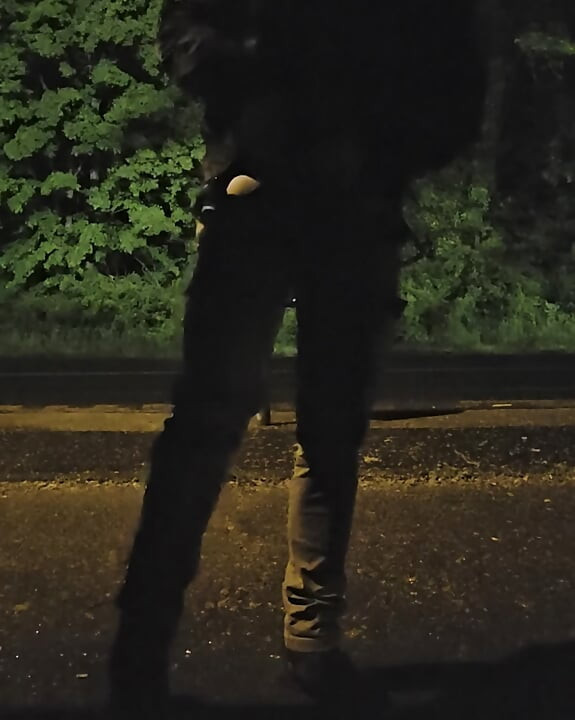 Out on the street stripping my cock