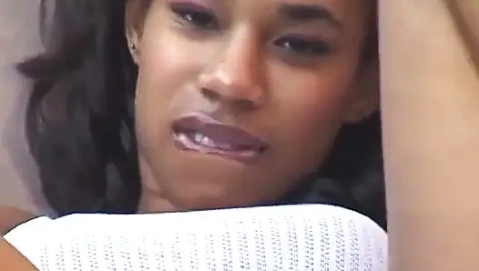 Superior black girl spreads her legs for cock and gets her face covered with semen
