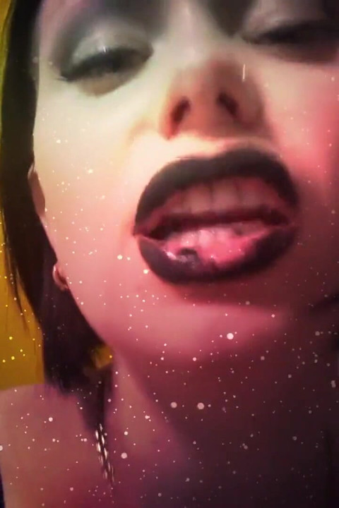 Witch with black lips french kissing with you & riding you