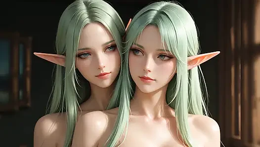 Lustrender diashow: schöne nackte elfenkopf, turn right art - ai video