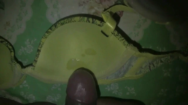 Another cum on the small Green bra