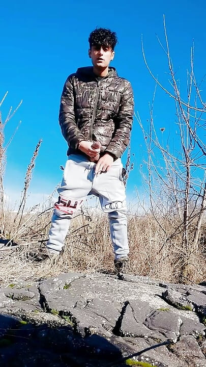 Slow Motion Jerk off Outdoor While Smoking Cigarette