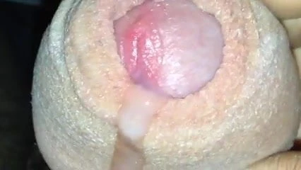 uncut cock, long orgasm watch cum calmly exit the tip