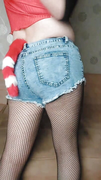 Shorts de jeans, bonito culo, femenina vaquera