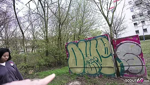 GERMAN SCOUT - Kleine 43kg leichte Halb-Asiatin Lore in Berlin beim ersten Casting AO gefickt