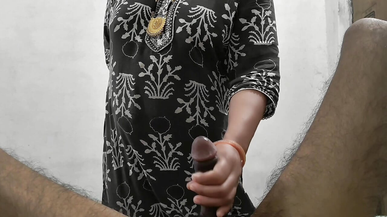 Hot girlfriend gave big black cock hand job with huge cumshot