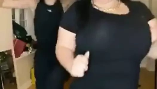 Arab comedian with huge boobs and butt bounces around
