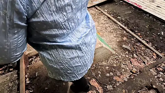 Breasts and vagina beating in the industrial hall