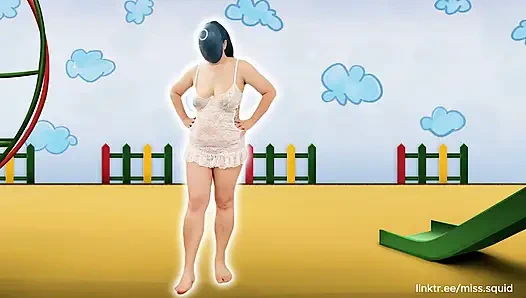 Fräulein squid-Übungen in weißen dessous