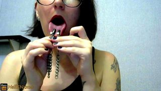 Sloppy sucking with Clamps on TONGUE