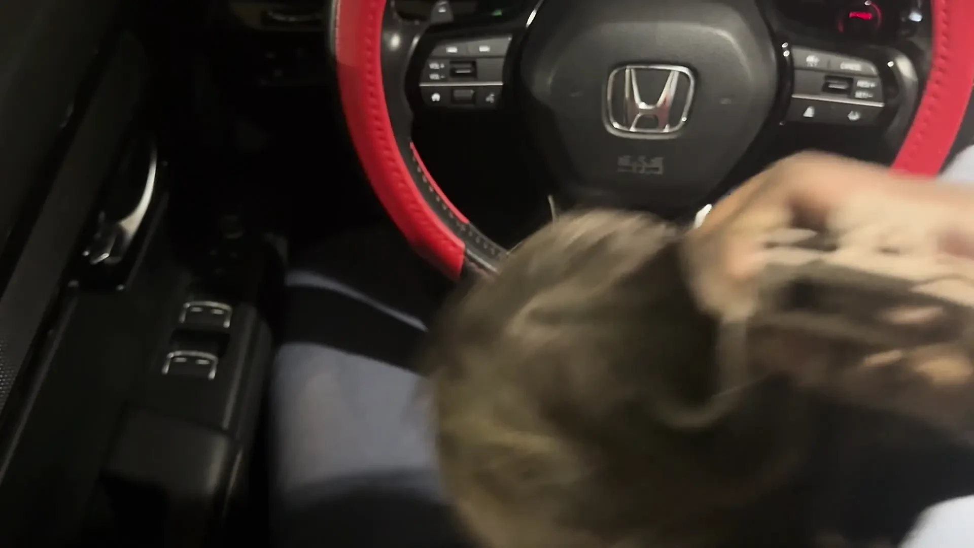 I suck his warm cock in public parking, while snowing