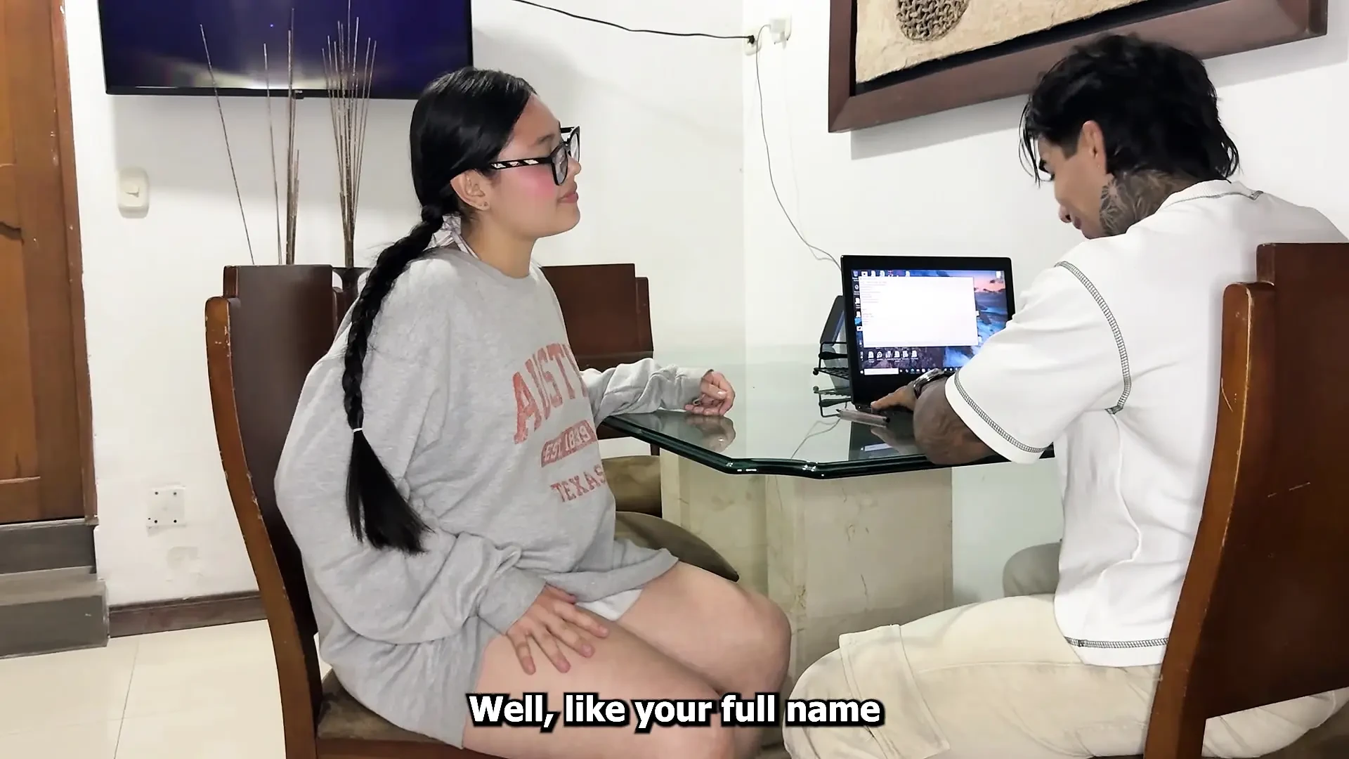 Innocent college girl surprises her professor