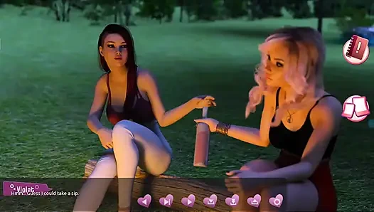 Ateşlilere yardım ediyorum #4 - Johanne bir ağaca bağlı olarak uyandı ve... Ona sakso çekiyor... Belle ve Stacy birbirleriyle oynamış.