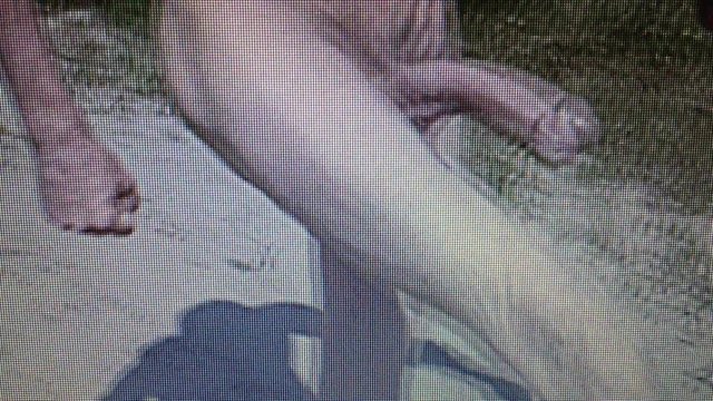 Naked skinny huge hung guy with hard on outside