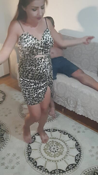 Horny woman performs oriental show for her elderly lover, homemade and natural.