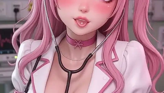 Hilfsbereite Hentai Krankenschwester tut alles um dich zu heilen, masturbieren und ficken