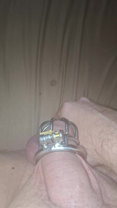 第一次在贞操笼里用假鸡巴操自己，变装女仆需要真鸡巴