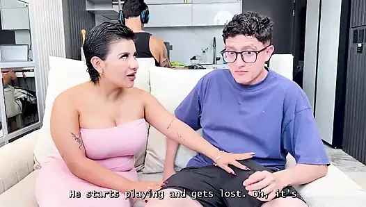 I Fuck My Best Friend's Big Ass Stepmom While He Plays Video Games - Naty Slim