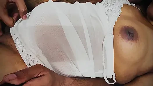 Horny couple role play.Husband fingers wife and the moaning enjoying sounds she makes will make any guy go hard